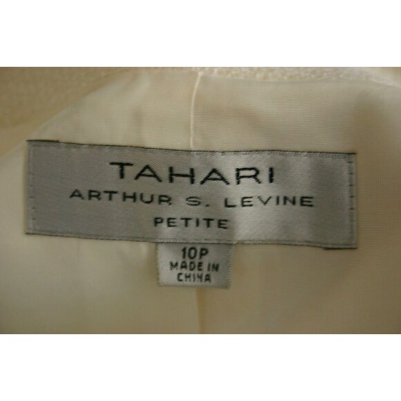Tahari Womens Arthur Levine Ivory Cream Textured Suit Blazer Skirt Set Size 10P - Picture 6 of 7